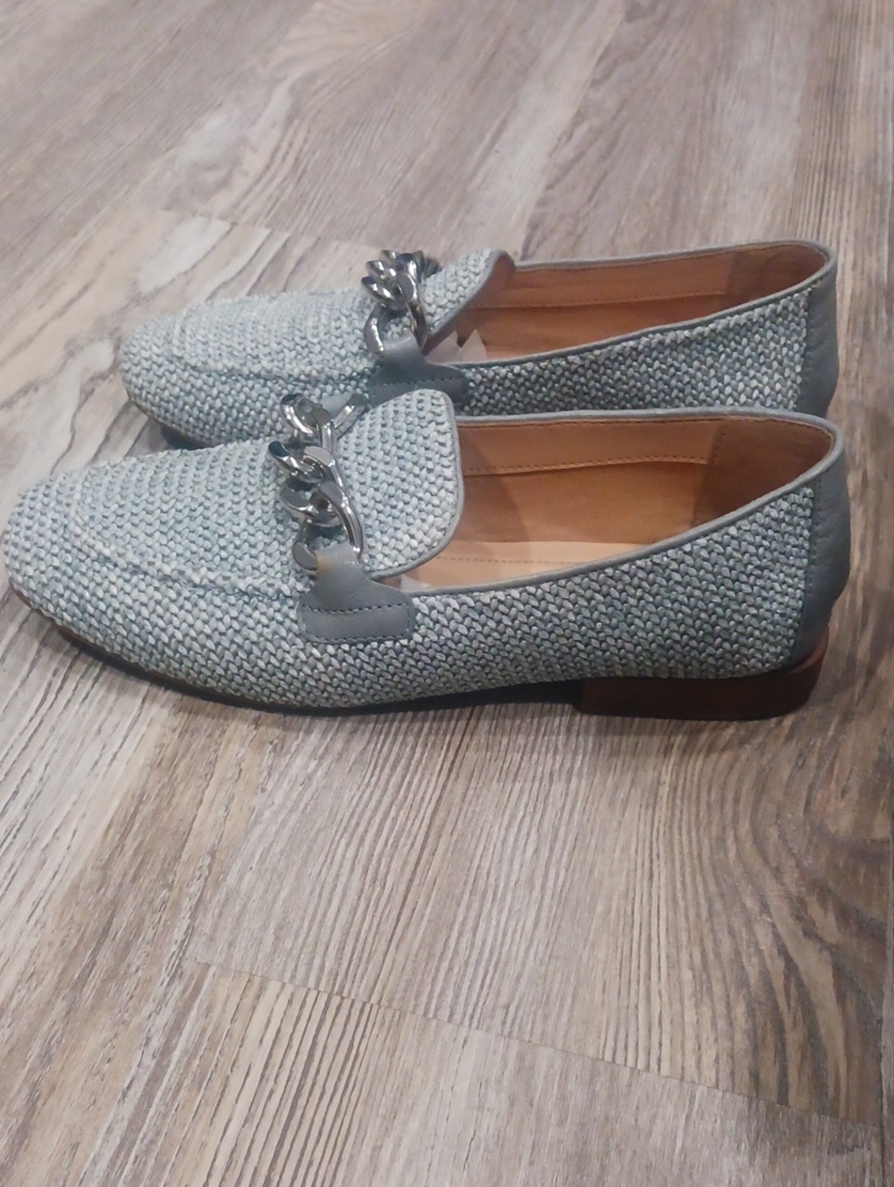 Donald Pliner Women's Bethany Metallic Silver Chain-Accent Slip-on Loafers - Picture 3 of 12